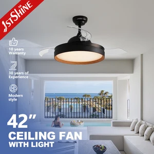 1stshine Invisible Ceiling Fan Modern DC Hidden Blade 42 Inches Retractable Led Ceiling Fan with Light