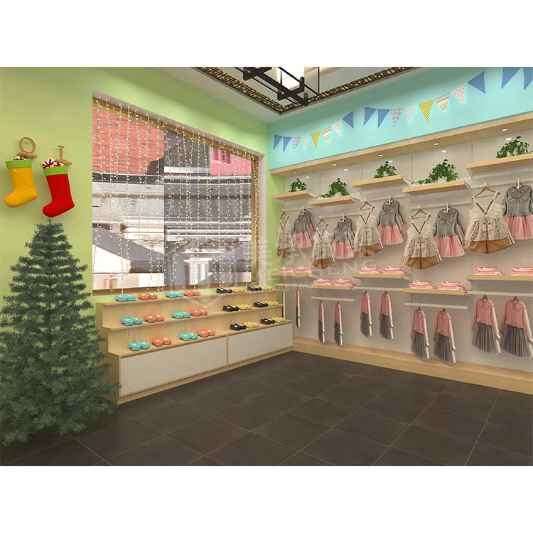 Meicheng Simple Shop Counter Design Store Counter Kids Clothing Store Interior Design With Lighting