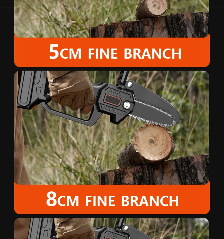 Small Handheld Cordless Electric Chainsaw With 2000mAh Li Ion Battery