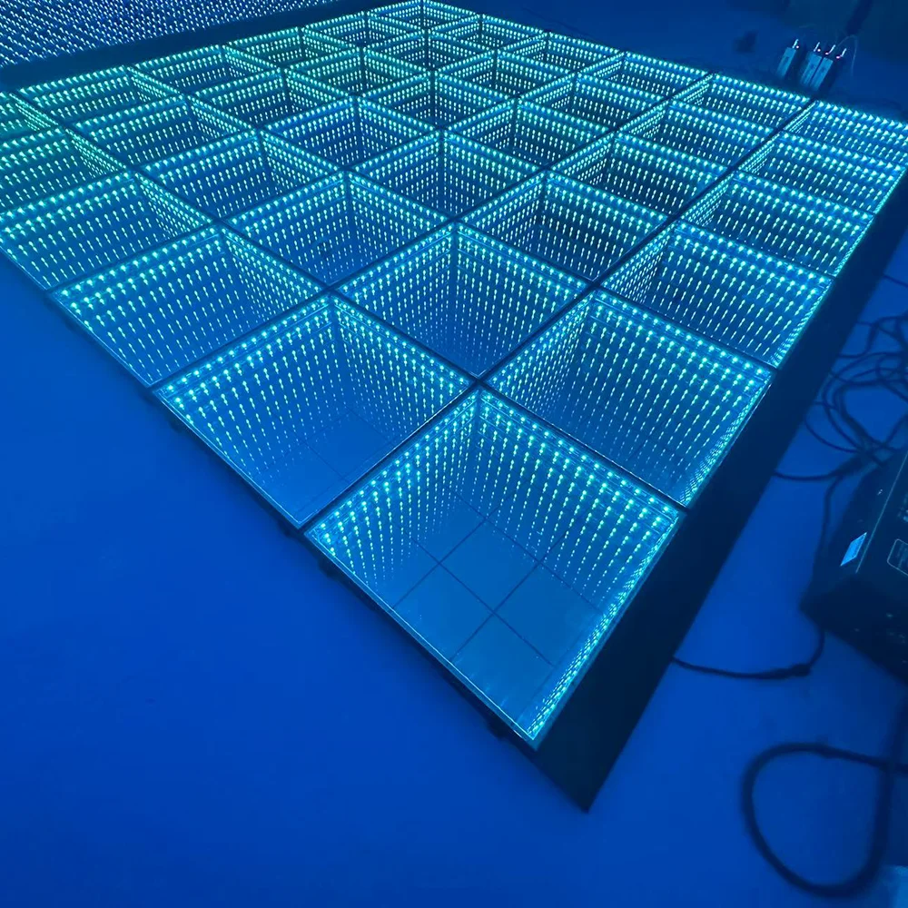 Remote Controlled 3d Effect Tempered Glass Floor Panels Sensitive Infinity Mirror Led Dance Floor Tile