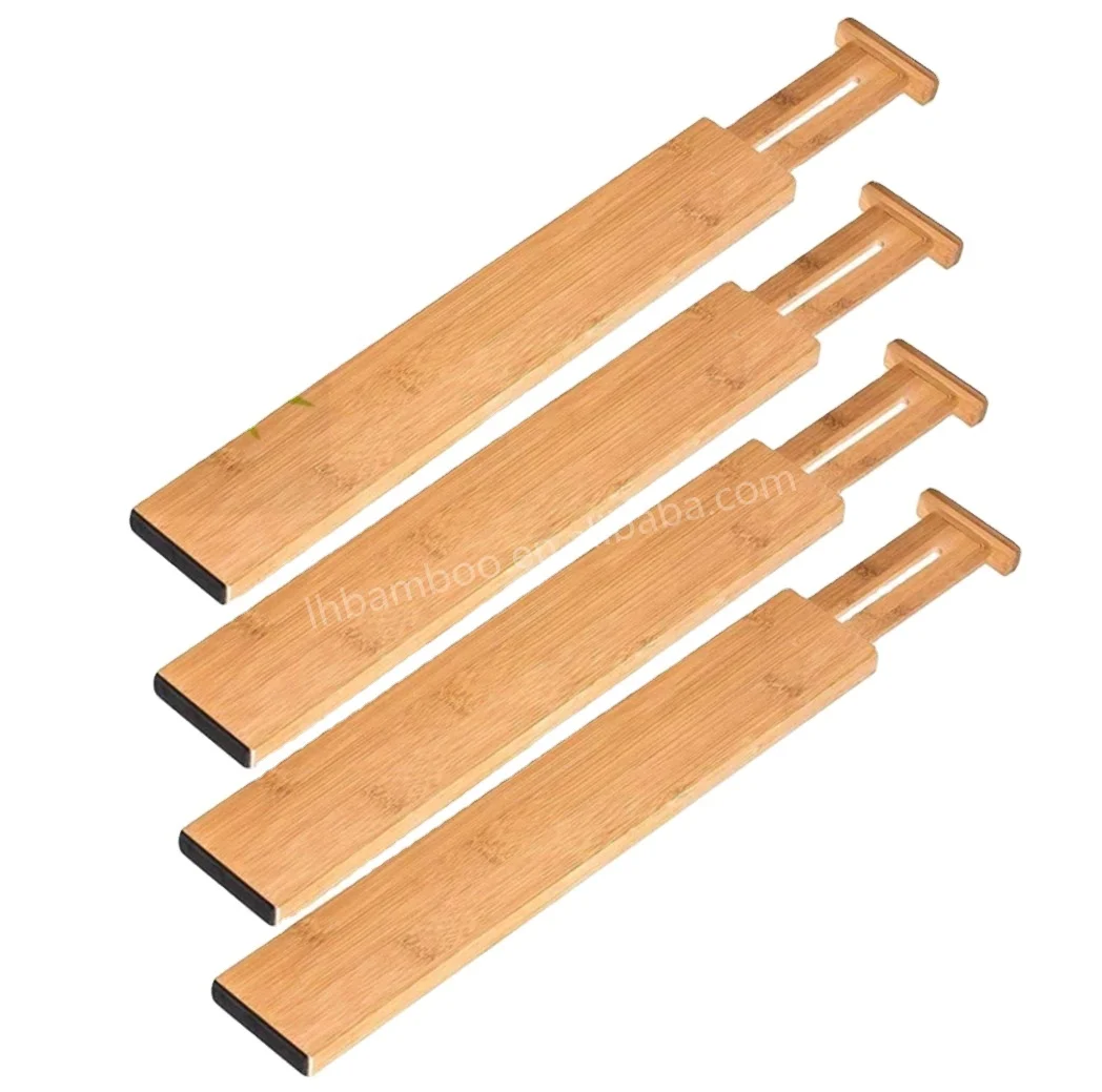 Bamboo Space Drawer Dividers Organizer Adjustable Retractable