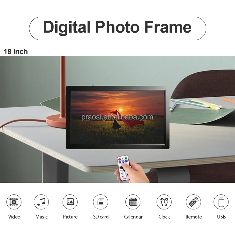 カレンダー時計目覚まし時計付きの人気の18.5インチスマート電子フォト