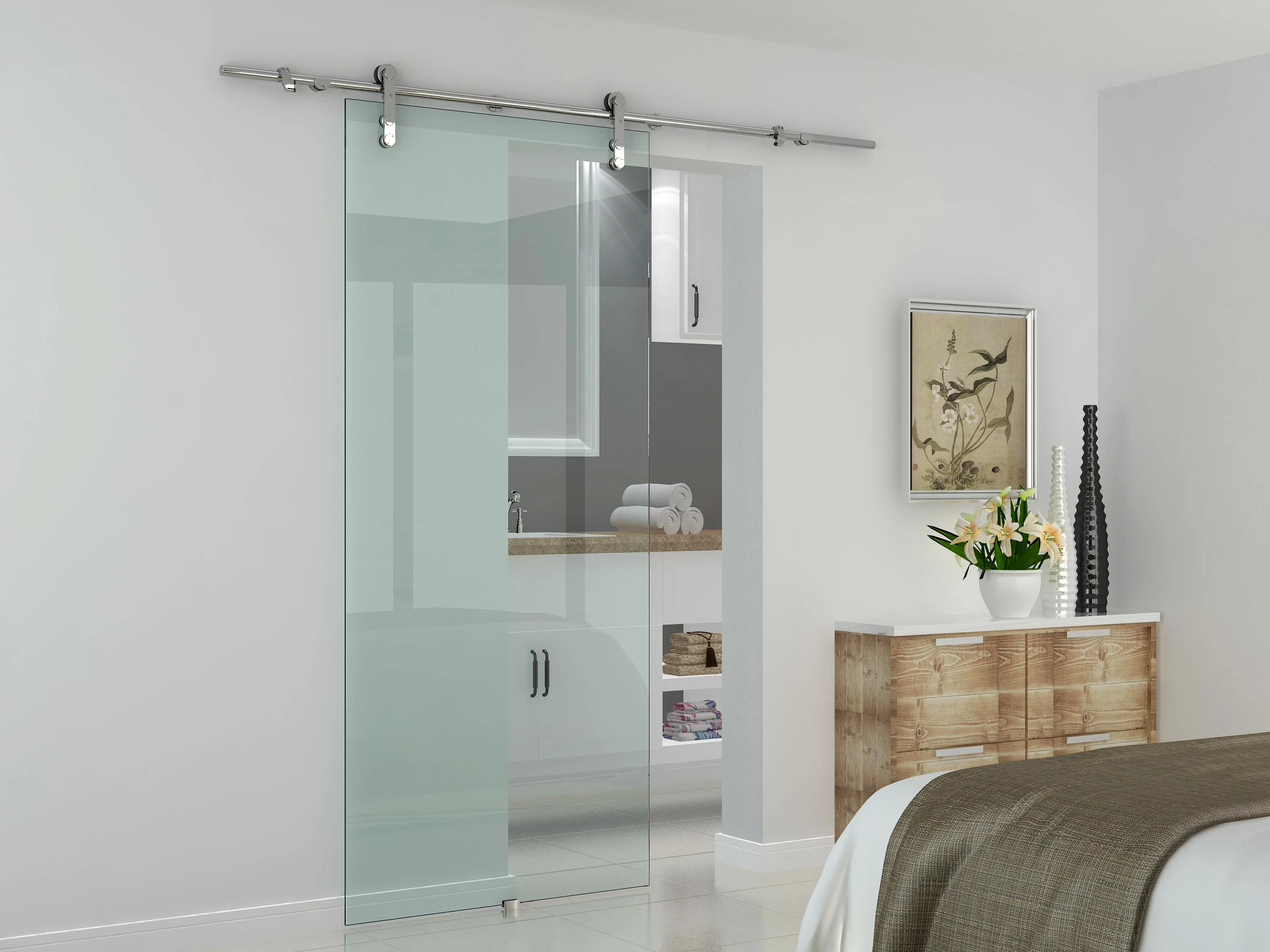 Wall Mounted Frameless Glass Sliding Door Glass Door Without Frame