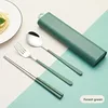 Dark Green Tableware 3-Piece Set [Oval Dark Green Box]]