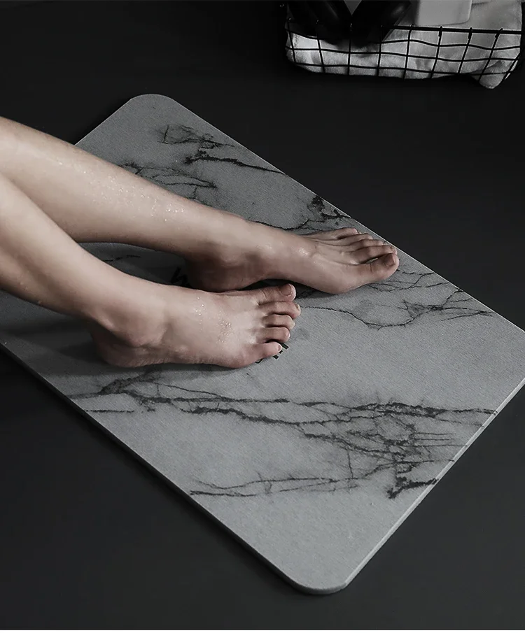 Diatom Mud Water Absorbent Marble Texture Bath Mat Diatomaceous Earth