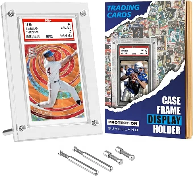 1 Yuvalı Kare Şeffaf Akrilik Kart Seri Kutusu Çerçevesi, Baseball, Basketbol, Futbol, Sokak Futbolu gibi Sporlar İçin Ticari Kartlar İçin Masaya Monteli Stand