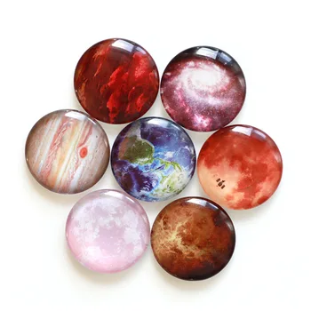 Best selling DIY jewelry crystal accessories epoxy solar planet vintage round glass fridge magnet with custom print