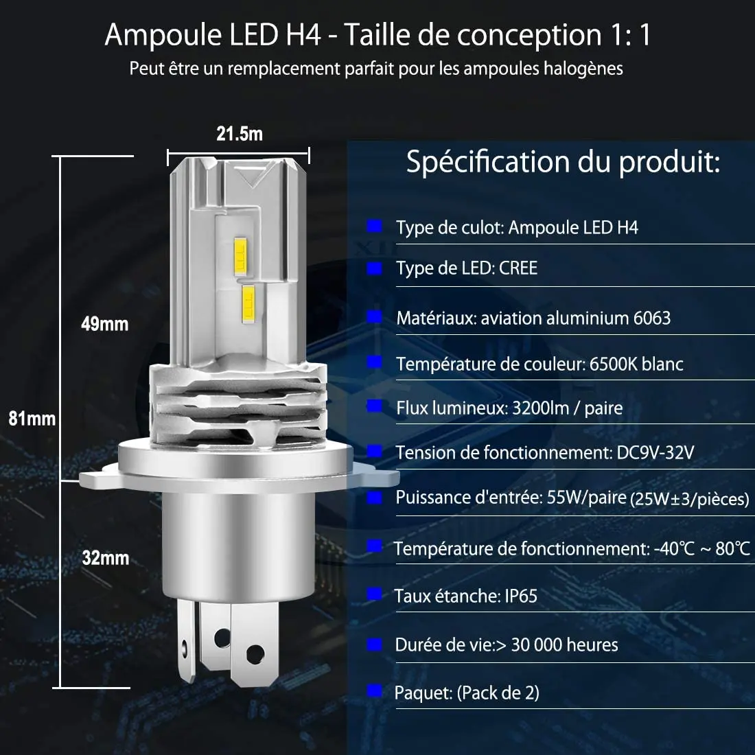 Pack Ampoules LED H7 Peugeot 208 (2012 - 2019) - Kit LED