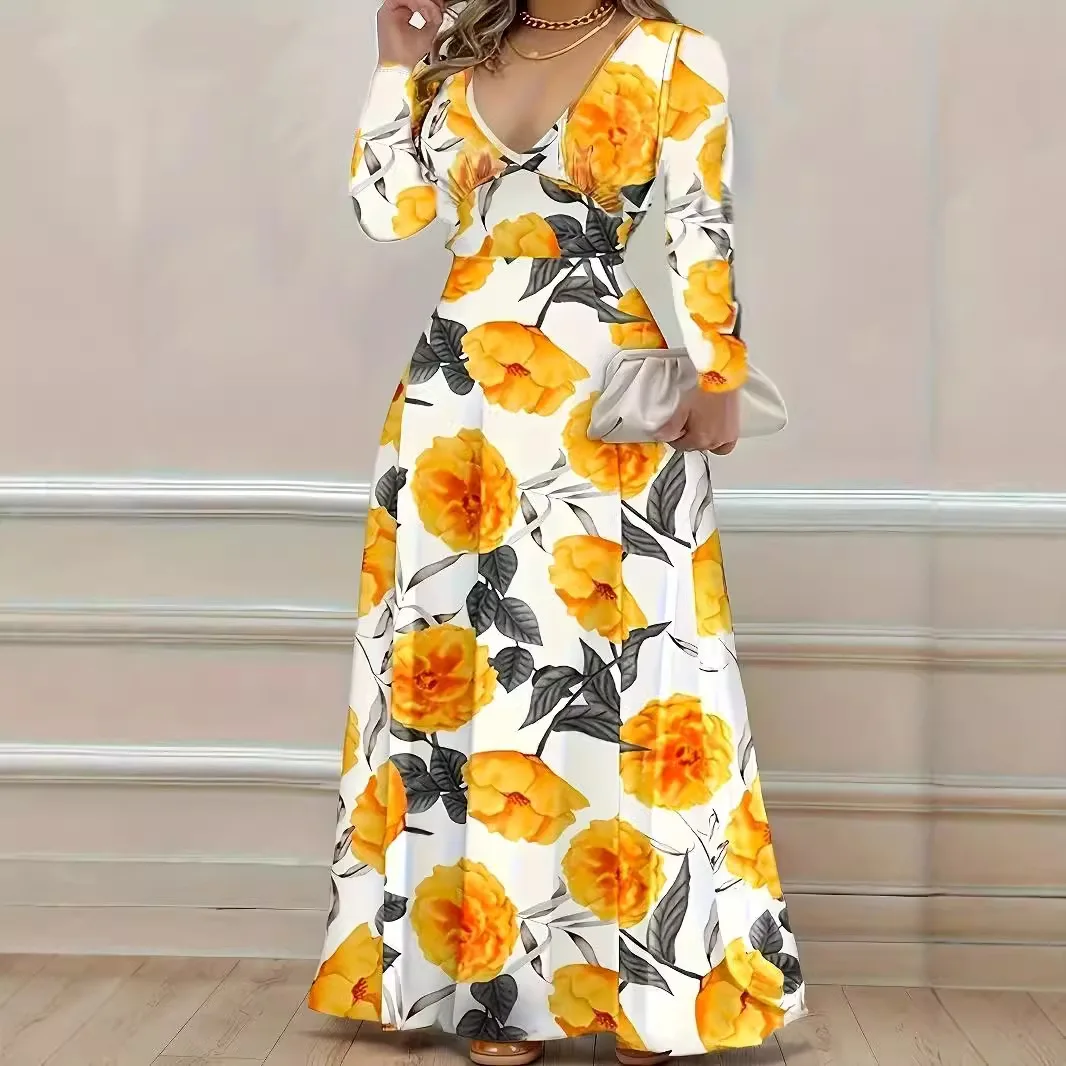 69 Deep V Long Sleeve Maxi Dinner Dress Winter Sexy Casual Dresses Women's  Trendy Clothing Dresses Women Casual Sexy