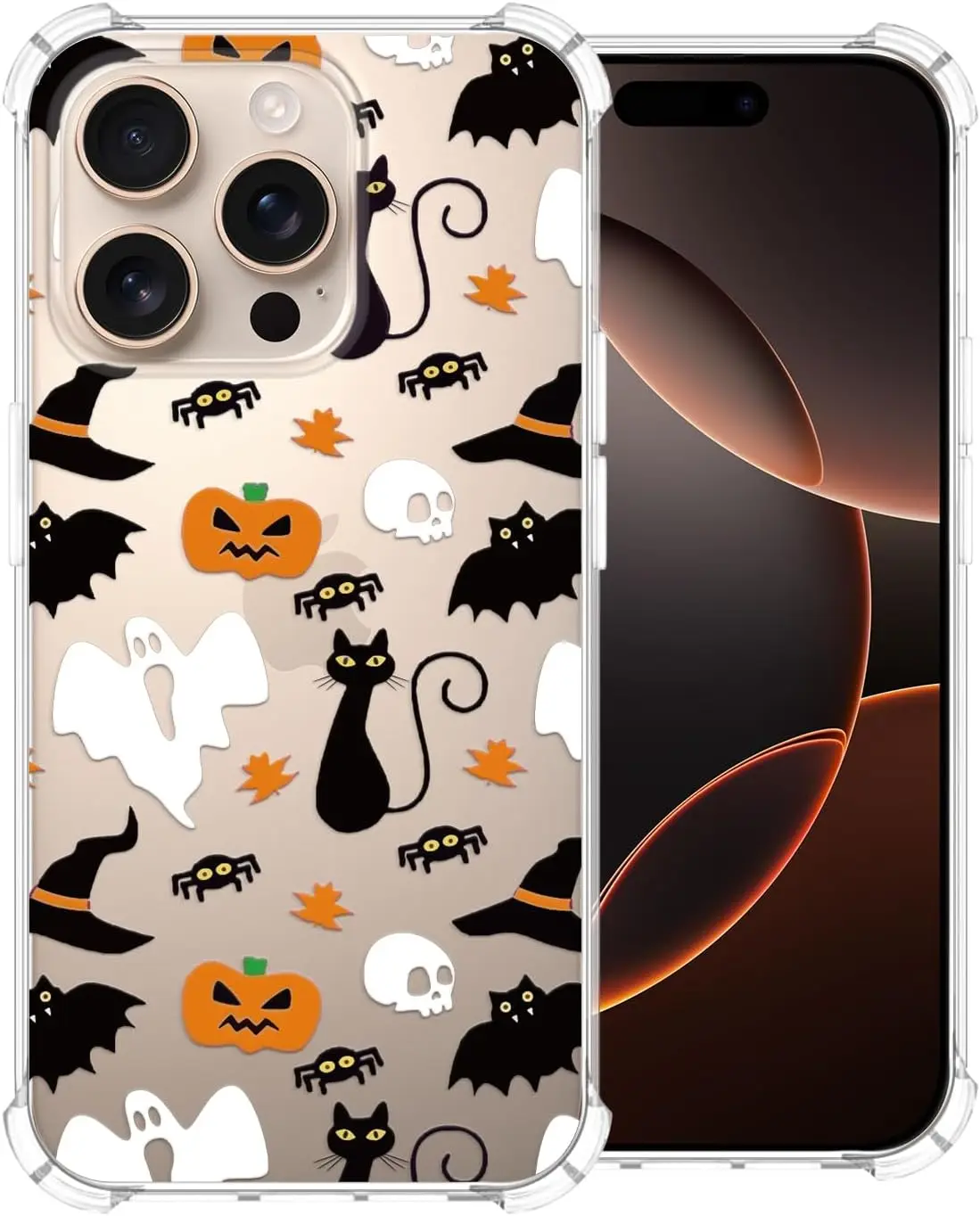 Clear Phone Case for iPhone 16 Pro Max Halloween Ghost Pattern Case Cover Soft Slim Shockproof Cover Boys Girls Phone Case