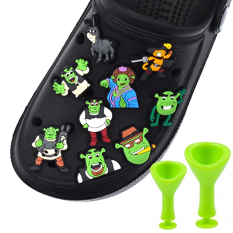 Shrek Ears Croc Charm Glow in the Dark Solid Green 