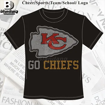Factory Direct Sales Go Chiefs Rhinestone Transfer Design Custom NFL Team Rhinestone Motif Transfer for Cheerleader Party