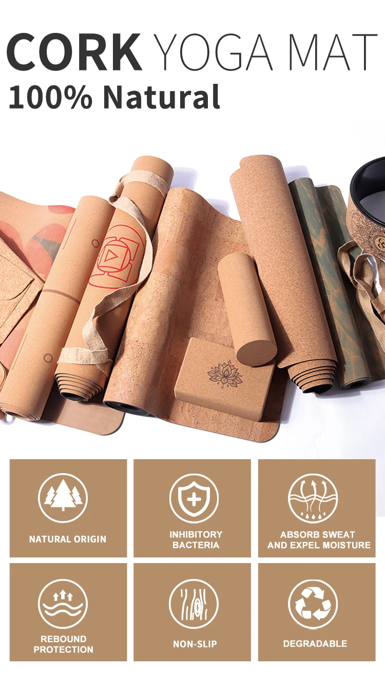 Luxury Cork Yoga Mat Kork Set With Bag Custom Non Slip,Eco,Sweat