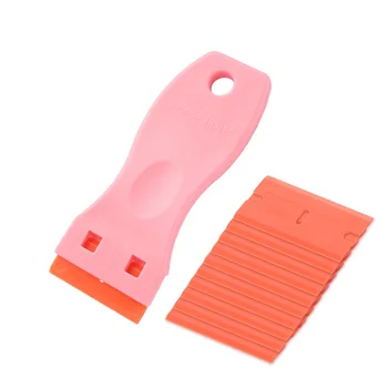 Custom Logo Printing Pink Color Plastic Scraper with 10pcs Replacement Blades Professional Used for Hair Extension Tape Removing