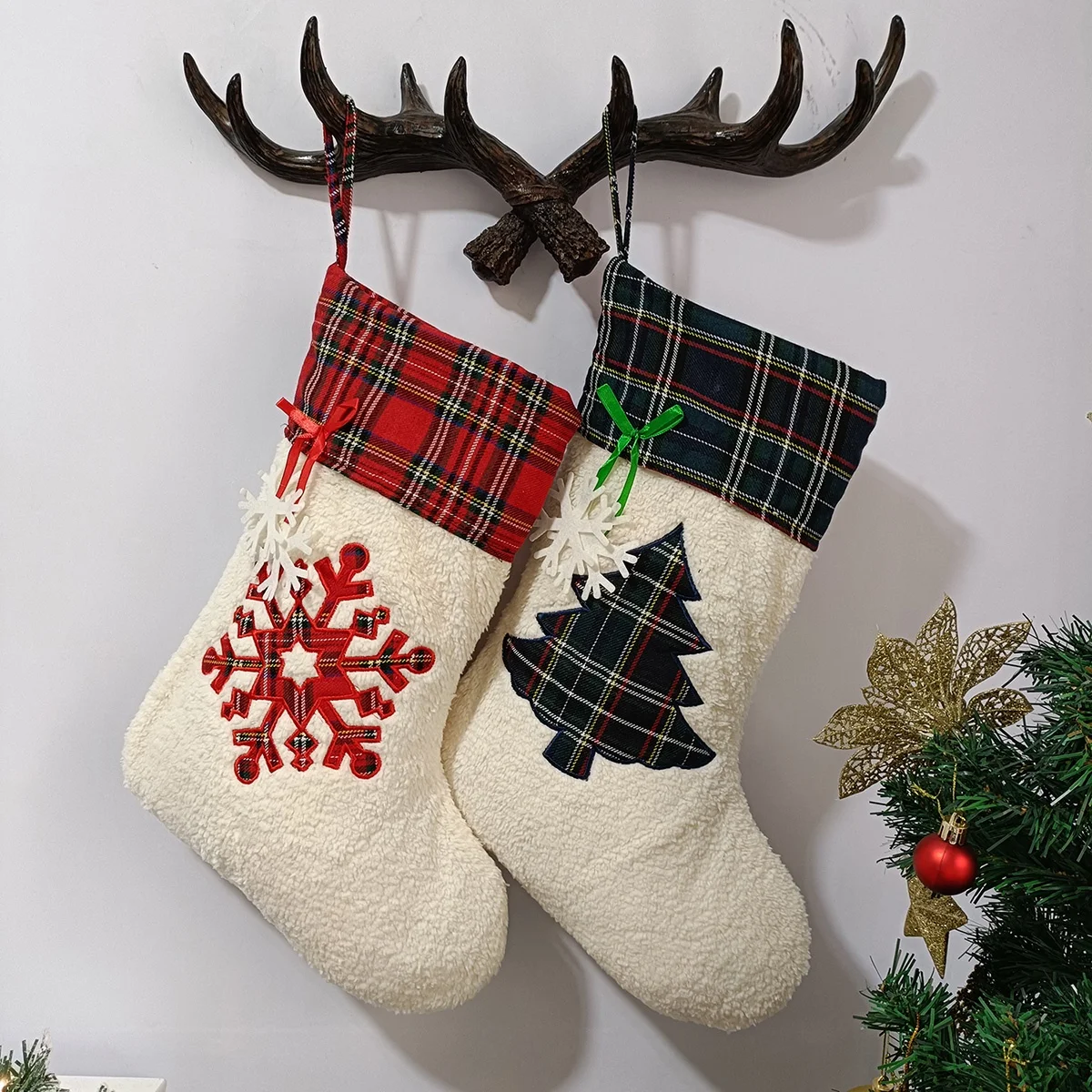 Оптовая продажа, рождественские чулки, роскошное украшение, собачья лапа, рождественские чулки Sherpa, рождественские чулки, носки