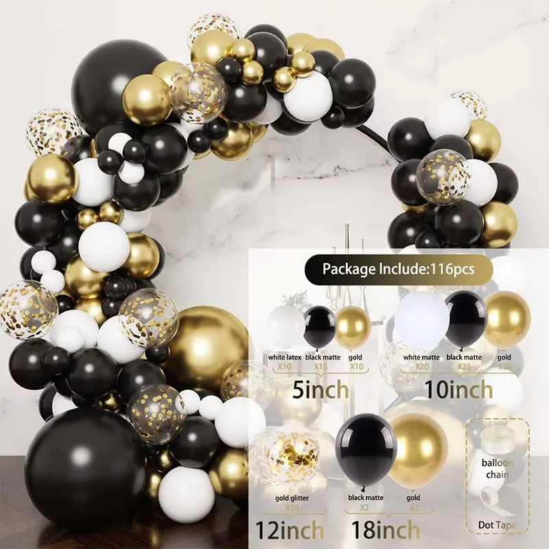 Wholesale Custom Black Gold Balloon Set Holiday Party Birthday Wedding Decoration Balloon Garland Arch Halloween Mother's Day