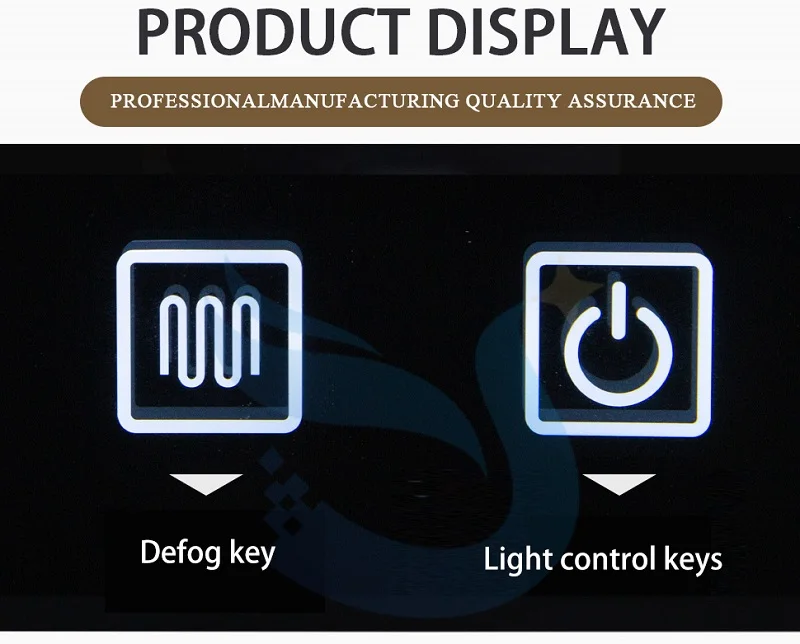 New double key 12v smart mirror dimmer led light capacitive sensor touch light switch with Bathroom anti fog factory