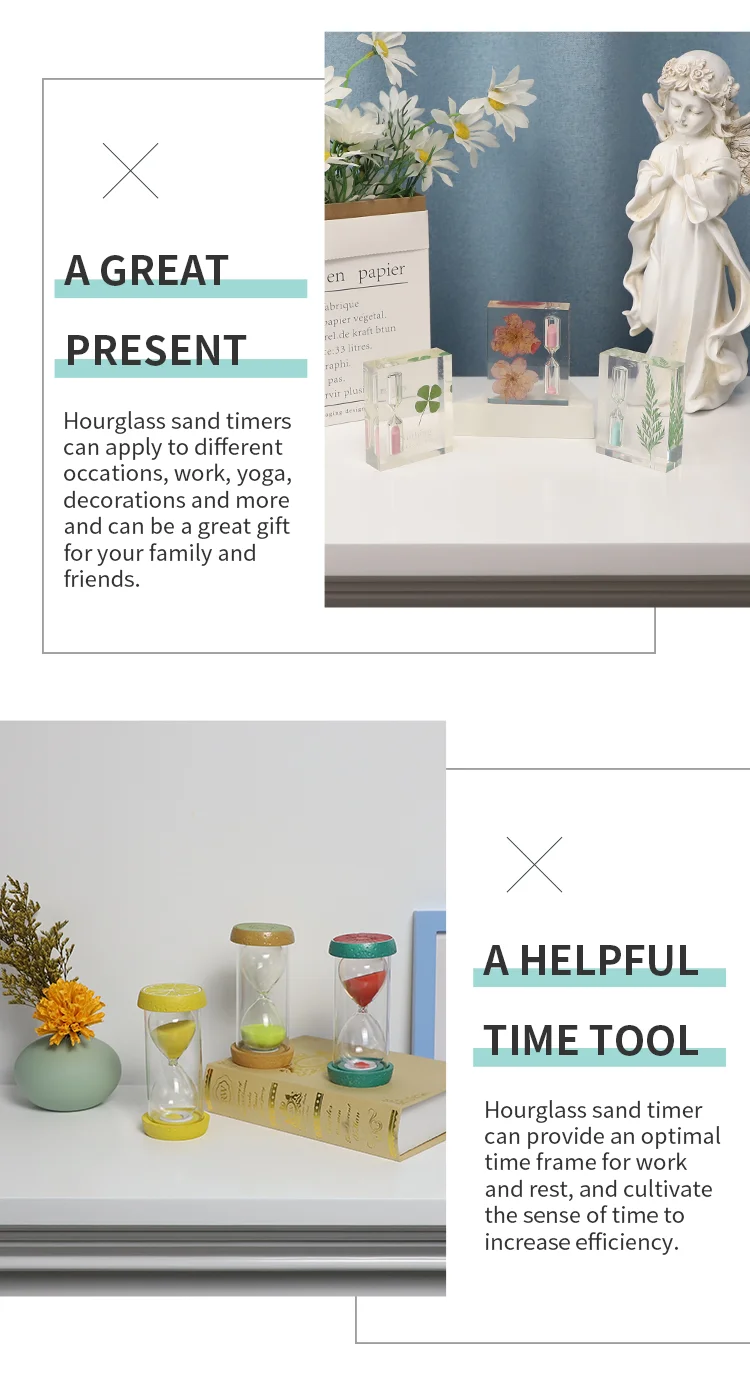 10 Minutes 30 Minutes Time Management Tool Decorative Hand-Blown Sand Hourglass Sand Timer factory