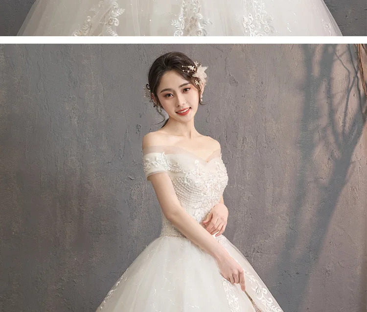 Princess Champagne Mermaid Wedding Dress Off Shoulder Crystal Wedding Gowns