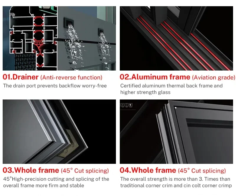 Double Glass Burglar Proof Sliding Window Aluminum Sliding Balcony Window with Security Bars