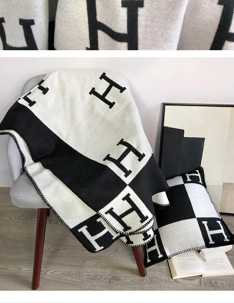 Hot Sale Soft Warm Luxury H Letter Knitted Woven Same Style Flying ...