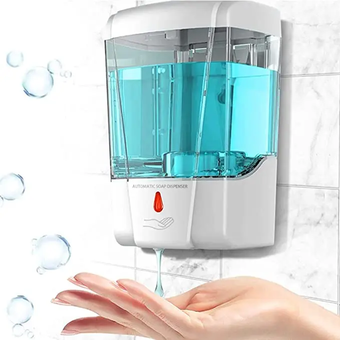 Hand Sanitizer Dispenser Wall Mounted 700ML/24 Oz Large Capacity Automatic Hand Sanitiser Dispenser Perfect for Dish/Hand/Foam Soap Restaurant Lavatory Free Wall Sticker Automatic Soap Dispenser 