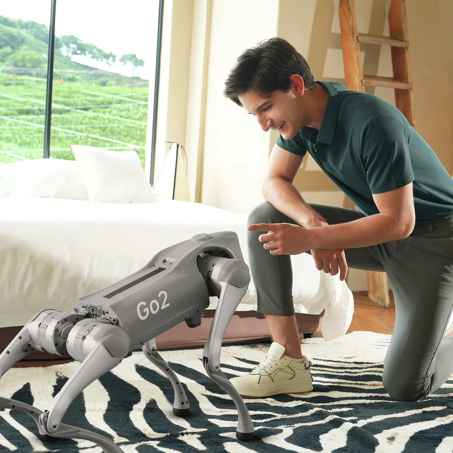 Unitree Go2 ロボット犬 | AI搭載四足ロボット、音楽とアプリ操作可能