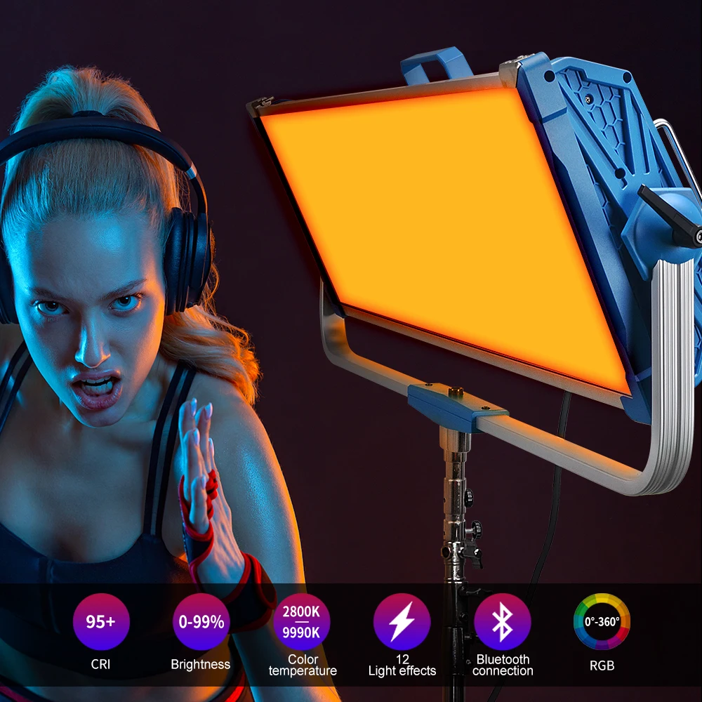 Factory selling! High CRI 500W New led rgb soft panel video production light studio photography camera lighting equipment stand