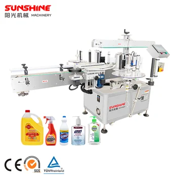 Automatic sticker plastic glass round double side bottle self-adhesive labeling machine with date coder