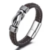Cuero marrón + metal de acero inoxidable