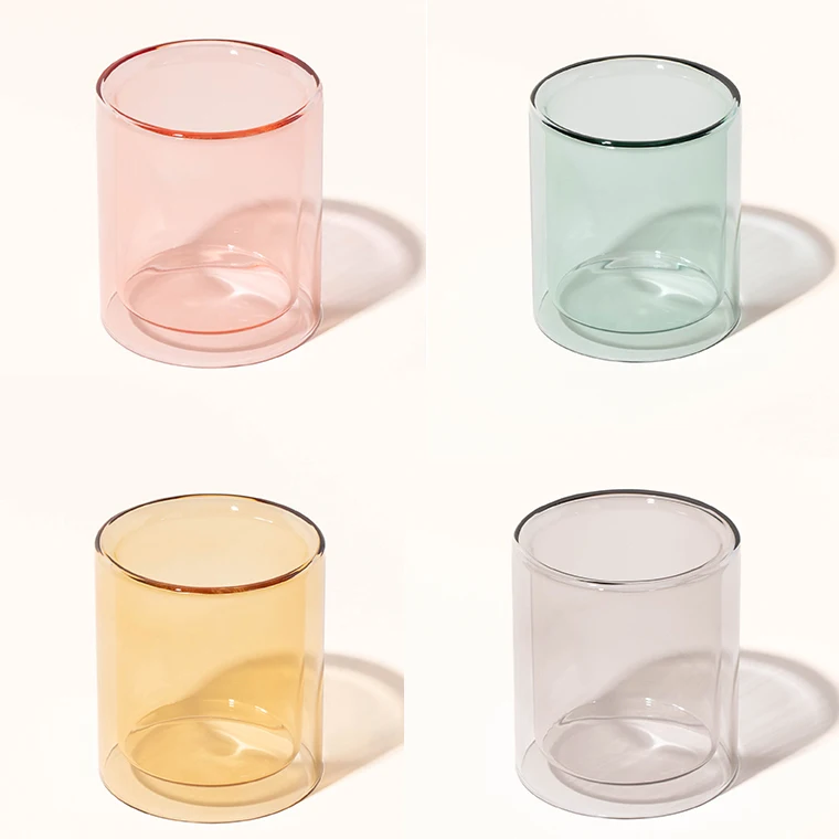 Wholesale Colorful Luxury Borosilicate Double Wall Candle Glass Jars