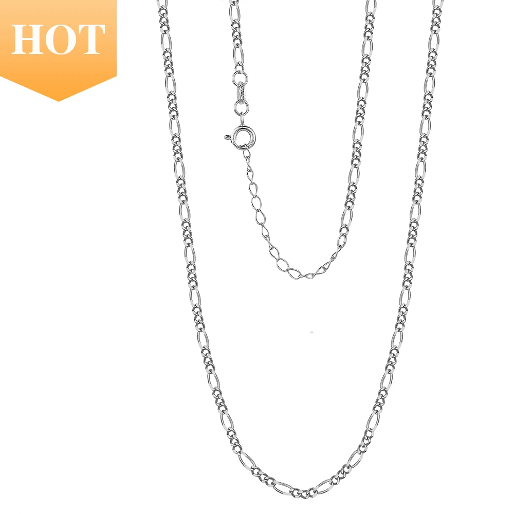 High Quality 925 Sterling Silver Figaro Chain Necklace 14k 18k 24k