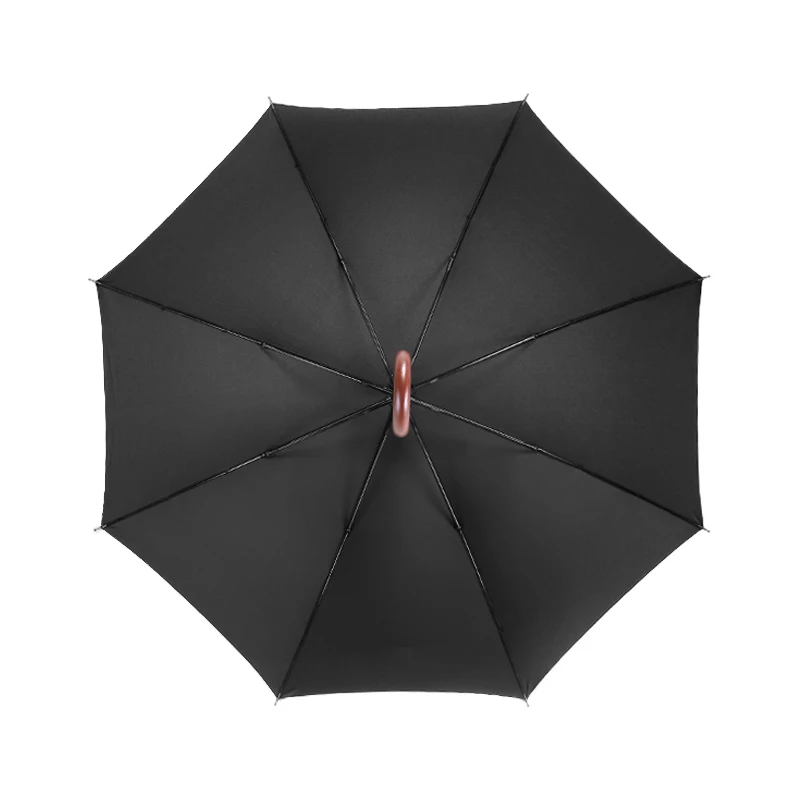 Branded Auto Open Wooden J Handle Stick Golf Umbrella with Custom logo