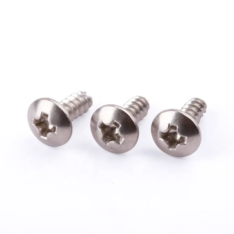 Round head phillips M2-M8 nickel plated carbon steel cut tail PT thread forming self tapping screws for plastic