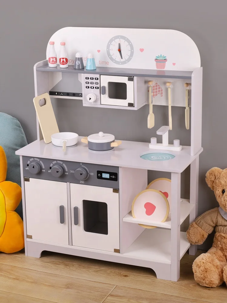 New Style Wooden Kitchen Set for Kids Pretend Play Happy Kitchen Toys Christmas Gift