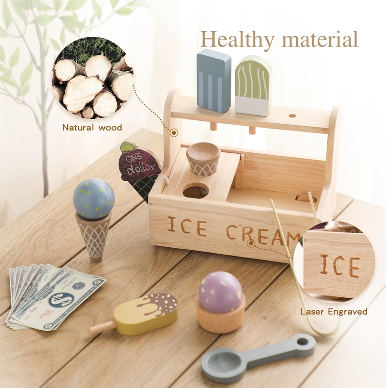 Latest Wooden Ice Cream Toy Set Preschool Pretend Play Toys For Kids