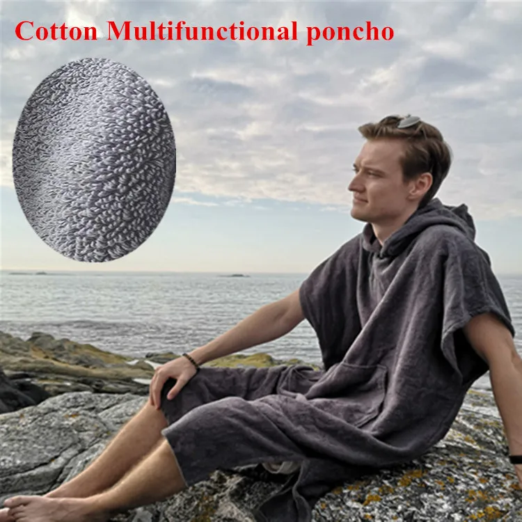 70x110cm or Custom cotton terry Hooded Change Surf Poncho Beach robe