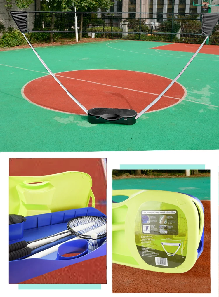 product foldable portable badminton net set durable ppps material storage base rackets shuttlecocks combo backyard beach park junye-10