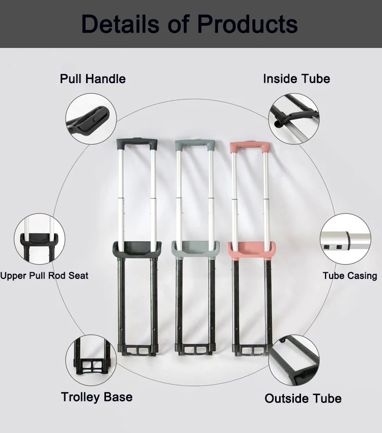Custom Suitcase Accessories Retractable Suitcase Handle Aluminium Pull