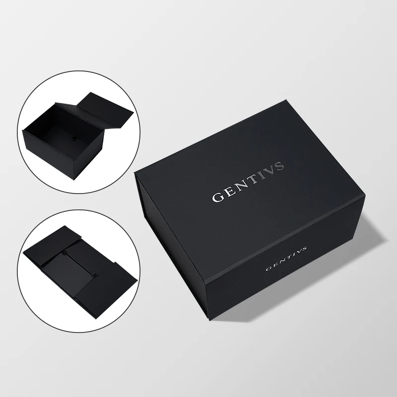 Custom Black Foldable Magnetic Gift Box Foldable Rigid Packaging s logotipom zlatne folije za odjeću, kozmetiku i luksuzne marke