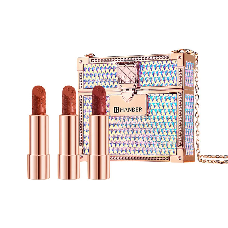 Hanber Link Bag Lipstick Kit 3 Colors / Set Luxury Velvet Matte Lipstick Popular Colors Lips