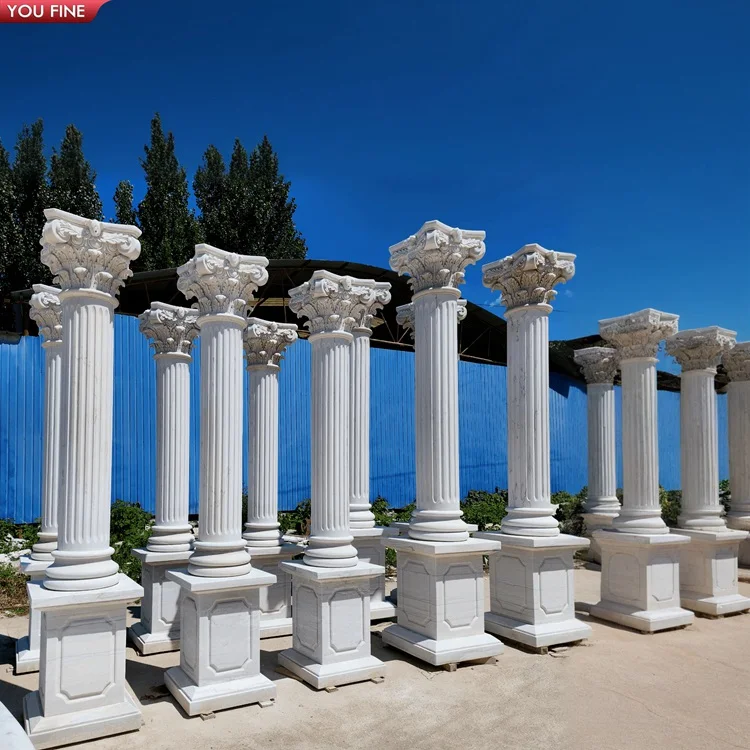 Solid Marble Stone Gate Column Roman Pillar Building Ornamental