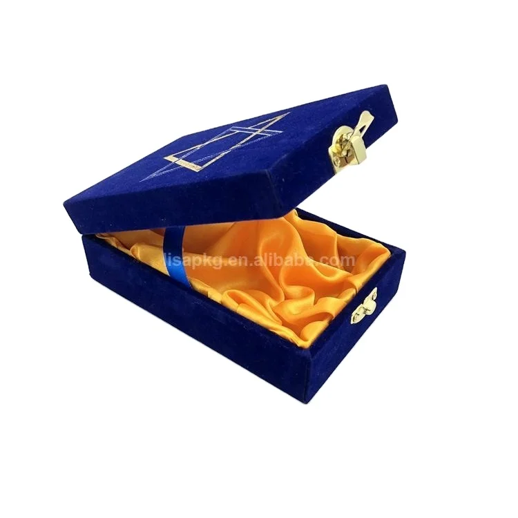 Роскошная бархатная деревянная подарочная упаковка для ювелирных изделий, коробка из МДФ с атласной подкладкой