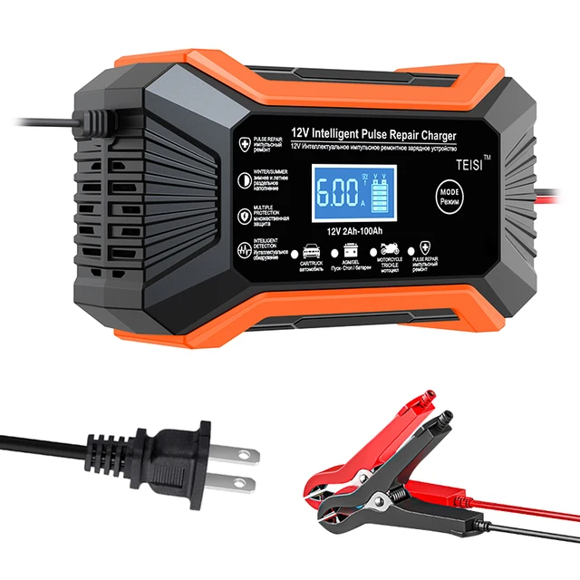 12V6A Automatic Battery Charger/Maintainer Smart Fully Trickle Charger for Cars Motorcycles SUV Vehicles