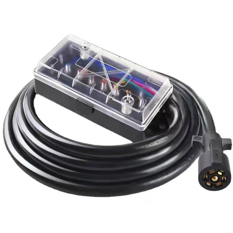 product latest version 7 pin trailer power cable 6 foot rv blade molded wire connector 7 way 6 pin trailer plug wire harness kit-2
