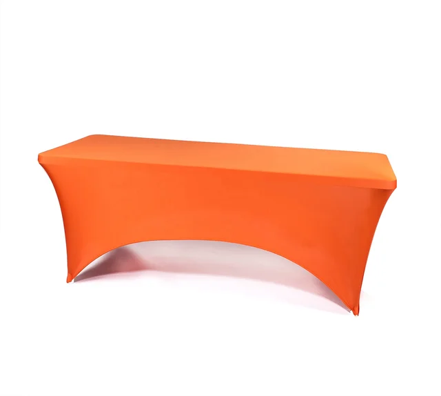 6ft  Rectangular orange tablecloth Spandex Tablecloths Fitted Stretch Polyester Table Cover for wedding banquet party