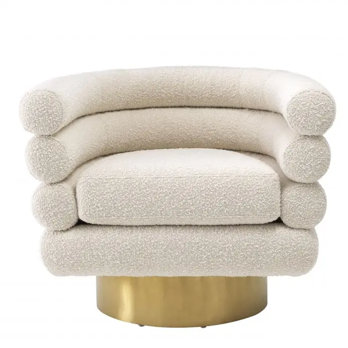 2022 Hot Sales Living Room Furniture Faux Fur Lounge Chair Gold Stainless Steel Swivel Accent Chair for Home Hotel