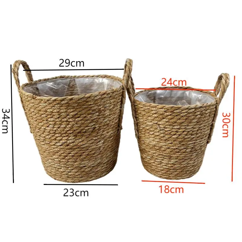 Handmade Laundry Baskets Storage Organizer Planter Basket Woven Straw ...