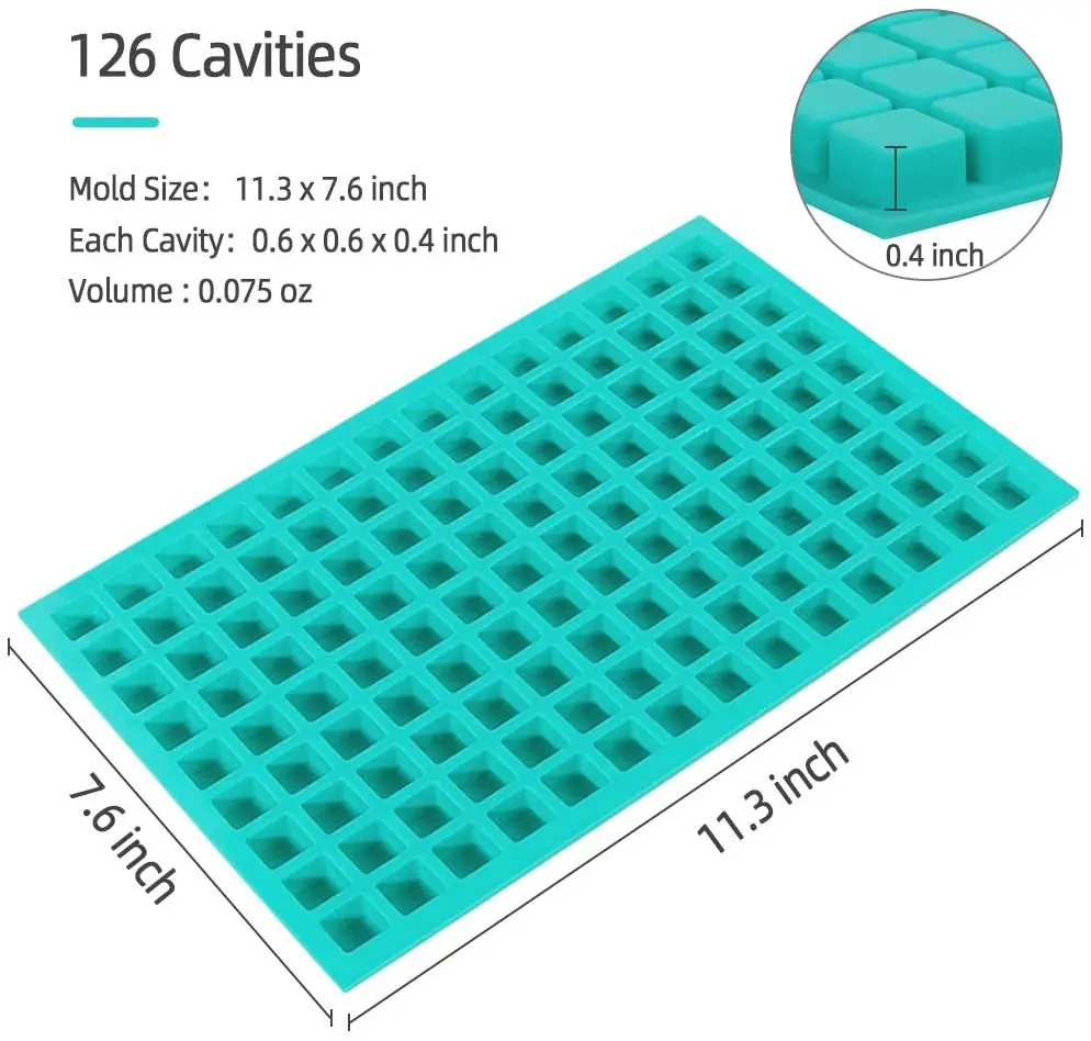 Levamdar 126-Cavity Square Silicone Mold Mini Candy Molds Ice Cube Tray for Chocolate Gummy Ice Cube Jelly Truffles Pralines Caramels, Men's, Size: Small, Blue