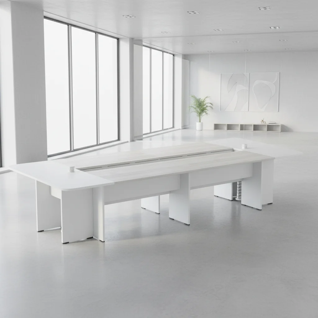 Large Convertible Extendable Boardroom Table Wood Frame Professional Office Building Conference Room Furniture 4